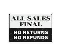 FOSHIN Letrero de metal con texto en inglés "All Sales Are Final No Returns Or Refunds Buying Rules Restrictions Alert Precaution Warning Notice" hecho de metal con diseño vintage para decoración de