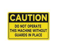 FOSHIN Letrero de metal con texto en inglés "Caution Do Not Operate This Machine Without Guards In Place", de aluminio, resistente a la decoloración, fácil montaje, para uso en interiores y exteriores