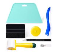 FOSHIO Kit de papel pintado, incluye herramienta de alisado de papel pintado, espátula de tarjetas, rodillo de costura, cortador de papel de regalo, cuchillo exacto, cinta de medición, herramientas de