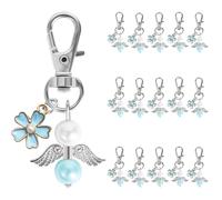 Foshird 16 llaveros de ángel de la guarda, colgante de flor, amuleto de la suerte, regalo de despedida, regalo para boda, cumpleaños, bautizo, comunión, confirmación, color azul
