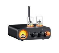Fosi Audio MC331 Amplificador Integrado de Tubo con DAC, Amp de Potencia Estéreo de Audio Doméstico de 2.0 para Altavoces de Estantería/Auriculare de 3,5 mm, Preamp de Medidor VU Vintage con Bluetooth