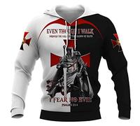 Fosike Knight Templar Sudaderas con Capucha para Hombre Jersey De Manga Larga con Estampado 3D De Medieval Crusaders Cosplay Regalos Caballeros Templarios para Hombre (S-5XL)