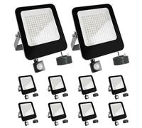 Fosingut 100W Foco LED Exterior con Sensor de Movimiento,Impermeable Foco Proyector LED Exterior,6500K Blanco Frío Super Brillante Luz de Seguridad Floodlights para Jardín,Garaje,Patio,Terraza-10 Pack