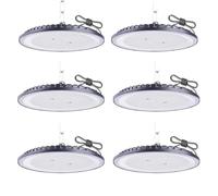 Fosingut 100W UFO High Bay Lumière D'entrepôt, 110lm/w 144 LEDs Projecteur Extérieur Industrial, 6500K IP65 Étanche Plafonnier UFO Spot Lustre Intérieur, Lampe Atelier Pour Garage, Usine-6pcs