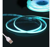 Fosingut Azul Hielo Tira LED COB 3m, 5V USB Luz de Fondo de TV,CRI90+ 480 LEDs/m 2.7mm Luces LED Strip,Flexible Tiras LED de Interior Retroiluminación de TV para Decor Hogar DIY,Cocina,Dormitorio,Bar