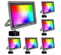 Fosingut Focos Led RGB Exterior,50W Foco Proyector LED Exterior Regulable con Control APP,Sinc Musical,Impermeable Lámpara RGBCW Foco Interior Inteligente Para Fiesta,Jardin,Navidad,Paisaje Deco-6pcs