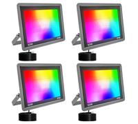 Fosingut Focos Led RGB Exterior,50W Foco Proyector LED Exterior Regulable con Control APP,Sinc Musical,Impermeable Lámpara RGBCW Foco Interior Inteligente Para Fiesta,Jardin,Navidad,Paisaje Deco-4pcs