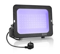 Fosingut Luz Negra Ultravioleta 50W, Foco Luz UV con Enchufe,395-400nm Impermeable LED Bombilla UV,Fluorescente Lámpara de Escenario Blacklights para Neón Glow Party,Halloween,Fiesta,Disco,Body Paint