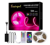 Fosingut RGB Tira Led, Luces LED Habitacion COB 5m,24V 840LED/m Tiras LED de Interior Sincronización de Música,CRI 90+ Fancy Luces LED TV Kit Luz led Adhesiva Para Coche Cocina Fiesta Hogar Bar