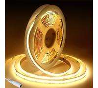 Fosingut Tira LED COB 5M, DC12V COB LED Strip Blanco Calido 3000K,480LED/m CRI90+ 8mm Superbrillante Flexible luz led adhesiva para luces habitacion,Cocina,TV,Armario,Fiesta,DIY Deco(Sólo Tira)