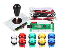 Fosiya 1 Jugador LED Arcade DIY Kit Piezas Codificador USB a PC Joystick de murciélago de estilo elipse y ovalado + Botones LED Arcade de 5v para consolas de videojuegos Arcade Raspberry Pi Mix Color