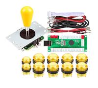 Fosiya 1 Jugador LED Arcade DIY Kit Piezas Codificador USB a PC Joystick de murciélago de Estilo elipse y Ovalado + Botones LED Arcade de 5v para Consolas de Videojuegos Arcade Raspberry Pi (Yellow)