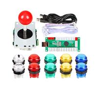 Fosiya - 1 reproductor USB codificador a PCArcade Joystick Red Top Ball + 10 x 5 V LED botones para juegos Mame Raspberry Pi