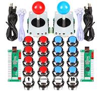 Fosiya 2 Jugadores Arcade Joystick LED Cromado Botones para PC Arcade Gamepads & Standard Controllers DIY Juegos MAME Kit