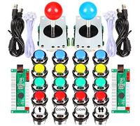 Fosiya 2 jugadores Arcade Joystick LED cromado botones para PC Arcade Gamepads & Standard Controllers DIY juegos MAME Kit
