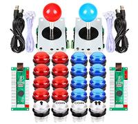 Fosiya 2 jugadores LED Arcade Joystick y botones Kit para Arcade PC Game Controller Mame Raspberry Pi Retro Controller (kit rojo y azul)