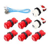 Fosiya 7 botones Arcade de 30 mm tipo Happ estándar interruptor con botones de 20 cm cable para Arcade Joystick Arcade1up consola de juegos (rojo)