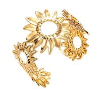 FOSLXIN Pulsera tipo brazalete de oro para mujer, pulsera con motivos florales, pulseras tipo brazaletes de oro ancha, pulseras tipos brazalete de oros abiertas, joyas llamativas de oros (dorado C)