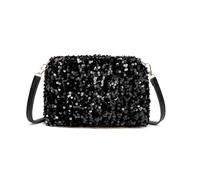 FOSLXIN Sac bandoulière à paillettes pour femme, sac à main de soirée scintillant à paillettes avec bandoulière réglable pour les fêtes, les bals et les mariages (negro)