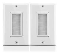 Fosmon 1-Gang (2-Pack) Brush Style Opening Passthrough Bajo Voltaje Low Voltage Cable Plate In-Wall Instalación para Altavoz Alambre Speaker Wires, Coaxial Cables, HDMI Cables, o Network/Phone Cables