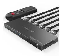 Fosmon Conmutador HDMI 8K 5 Puertos 5x1 Switch Automático 48Gbps Hub | Compatible con PS5, Xbox X, Apple TV, DVD, Laptop PC, y Monitor. Soporta 8K 60Hz 4K 120Hz HDR10+ con Mando Distancia