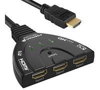 Fosmon - Conmutador HDMI automático 4K 3-Puerto, 3x1 Interruptor HDMI Auto Switcher Distribuidor UHD HDR 3D Full 1080p HDCP, 3 entradas 1 Salida HDMI Splitter Selector con Cable para PS4 Xbox Roku