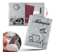 Fosoloni Funda para pasaporte de maternidad de fieltro, funda protectora para diario de embarazo, funda para pasaporte de maternidad, organizador de registros de maternidad y cartilla de vacunación,