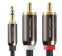 FosPower Cable RCA a Jack 3.5mm Macho a 2 Macho RCA Estéreo Cable de Audio | Compatible con iPhone, iPod, Android Smartphones, Tablets y MP3. 1.8m Adaptador Divisor Cinch Sonido Hi-Fi