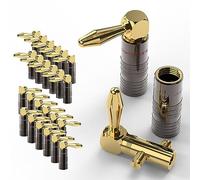 FosPower - Conectores Banana 12 Pares / 24 Piezas | Angulo de 90° | Conectores para Altavoces | Chapados en Oro de 24K en Ángulo Recto para Cables de Altavoz | para HiFi, Soundbar, Altavoces