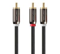FosPower RCA Y-adaptador (1.8m / 6ft) 1 RCA macho to 2 RCA macho Audio Adapter Cable - Doble blindado | 24K Gold Plated