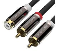 FosPower Y Adaptador [8 Pulgada] 2 RCA (Macho) a 1 RCA (Hembra) Estéreo Audio Adaptador Cable [24k Oro Chapado] 2 Macho a 1 Hembra Y Disidente Conectores Extensión Cord