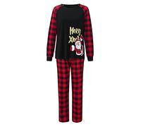 Fossen MuRope 2 Piezas Pijama Familiar a Juego Navidad Merry Christmas' Pijamas Navideños Familiares Iguales Pijama Mujer Hombre Invierno Rayas Negras y Verdes