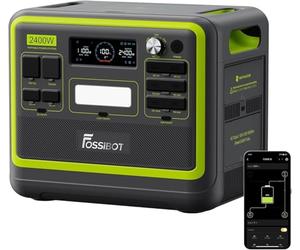 FOSSiBOT F2400 Estacion de Energia Portatil, Batería LiFePO4 2048 Wh, 3 Tomas de CA Para un Total de 2400W de Potencia (4800W de Pico), Generador Solar Portatil para Camping, Viajes