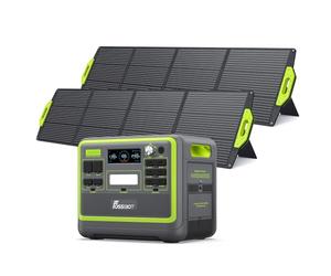 FOSSiBOT F2400 Generador Solar Portatil, 2 paneles solares de 200 W, Batería LiFePO4 de 2048Wh，Salida de 2400W CA (4800W Pico), Carga del 80% en 1,5 Horas, Estacion de Energia Portatil para Camping