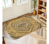 Fossil - Alfombra de área natural, diseño de ramas de huesos terrosos, color beige, de pelo bajo, para interiores, no se desprende, para entrada, baño, lavandería, decoración de mesita de noche, 2 x 3
