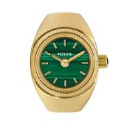 Fossil Reloj Ring para Mujer, Movimiento de Cuarzo a Dos Agujas con Correa de Acero Inoxidable, Verde y Dorado