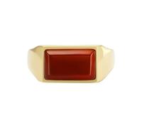 Fossil Anillo para hombre de acero inoxidable ágata 32025870, 56, Acero inoxidable, Sin piedras preciosas, Oro y rojo
