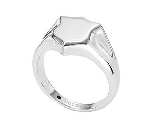 Fossil Anillo Para Hombre Heritage, Longitud: 11,7 mm, Anchura: 9,8 mm Acero Inoxidable Plateado, JF04347040, 10, Gris claro