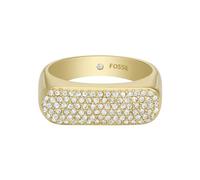 Fossil Anillo para mujer de acero inoxidable con piedra de cristal 32025865, 60, Acero inoxidable, Zirconia cúbica, 9, Yellow Gold