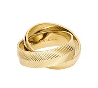 Fossil Anillo para mujer Harlow Interlocking izquierdo, acero inoxidable, dorado, JF048067107, Acero inoxidable, Sin piedras preciosas