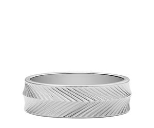 Fossil Anillo tipo alianza para mujer Harlow de acero inoxidable con textura lineal, JF046670405, Metallic Silver