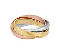 Fossil Anillo para mujer Harlow Interlocking Izquierda Acero Inoxidable Tricolor JF048079988, Acero inoxidable, Sin piedras preciosas