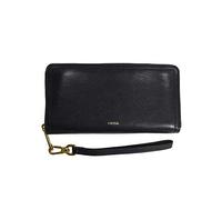 Fossil Billetero para mujer Logan, Billetero con cremallera de piel/poliuretano negro 19,7 cm largo x 1,9 cm ancho x 10,2 cm alto SL7831001