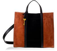 Fossil Bolso para mujer Carmen, Piel de ante/Piel de ante, ecopiel, ribete de poliuretano Shopper marrón/negro 30,81 cm L x 12,07 cm A x 26,37 cm A ZB1362199