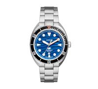 Fossil Breaker Reloj para Hombre, Movimiento de Cuarzo con Correa de Acero Inoxidable o Piel, Tono Plata y Azul