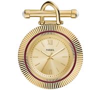 Fossil Broche de reloj de acero inoxidable dorado con tres manecillas Scarlette para mujer