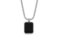 Fossil Cadena para Hombre All Stacked Up colgante ágata negra JF04601040, Length: 565mm, Width: 13mm, Height: 20mm, Acero inoxidable, No es una piedra preciosa, Plata y Negro