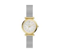 Fossil Carlie - Reloj para Mujer, Mecanismo de Cuarzo Dorado con Tres manecillas y Correa de Acero Inoxidable, Oro Rico, 28MM, Pulsera