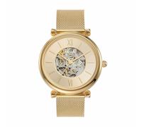 Fossil Carlie Reloj para mujer, movimiento automático con malla de acero inoxidable o correa de piel, Tono Oro, 35MM