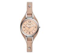 Fossil Carlie Reloj para mujer, movimiento de cuarzo con correa de acero o piel, Beige, 28MM